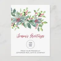 Rustic Holly Elegant Christmas Holidays Holiday Postcard