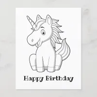 Happy Birthday Unicorn Coloring Pages