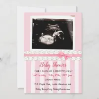 Personalized Pink Girls Ultrasound Baby Shower Invitation