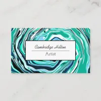 Blue and Turquoise Marble Abstract Fluid Art    Business Card