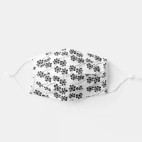 Simple Minimalist Black and White Floral Pattern Adult Cloth Face Mask