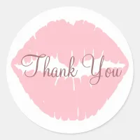 Pink Lips Thank You Classic Round Sticker