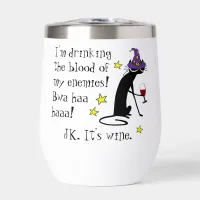 Blood of My Enemies, JK Wine, Black Cat Thermal Wine Tumbler