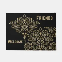 Monogrammed Gold Pattern on Black | Doormat