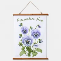 Purple Pansies Floral Botanical Art Personalized Hanging Tapestry