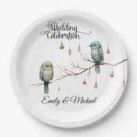 Rustic Woodland Love Birds Celebration Paper Plates