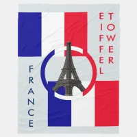 Eiffel Tower and Flag of France Fleece Blanket