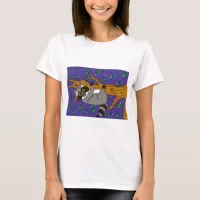 Hand drawn Whimsical Raccoon on a Starry Night T-Shirt