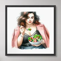 Modern Woman Eating aSalad Framed Art