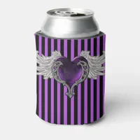 Goth Purple Heart with Angel Wings Can Cooler