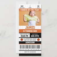 Basketball Ticket Style First Birthday Invitation