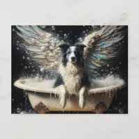 Border Collie Angel in the Bubblebath Postcard