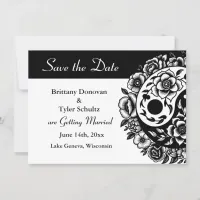Black White Floral Yin Yang Wedding Save the Date Invitation