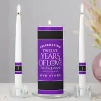 Elegant 12th Silk Wedding Anniversary Celebration Unity Candle Set