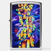 Abstract cubes purple zippo lighter