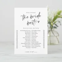 Modern Casual Bridal Shower Game Would She Rather Invitation