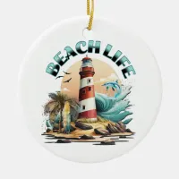 Beach Life Ceramic Ornament