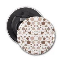 Hexagon & Triangle Pink & Brown on White Pattern  Bottle Opener