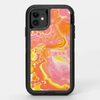 Pink and Orange Fluid Art OtterBox Defender iPhone 11 Case