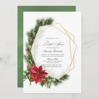 Rustic Geometric Poinsettia Holiday Bridal Shower Invitation