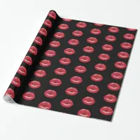 Red Lips Kiss Black  Romantic Gift Wrap