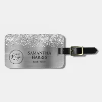 Glittery Silver Foil Logo Luggage Tag