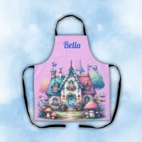 Pink & Blue Fairy Cottage Core Monogram on Pink | Apron