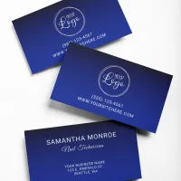 Business Logo Black Royal Blue Gradient Business Card