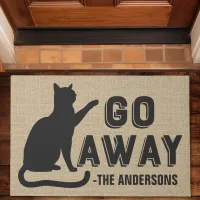 Go Away Cat Funny Family Name Monogrammed Custom Doormat