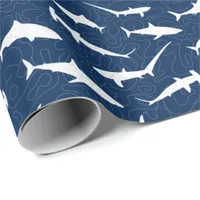 Stylish Blue and White Shark Print Wrapping Paper