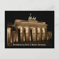 Brandenburg Gate at Night in Berlin, Germany Postcard