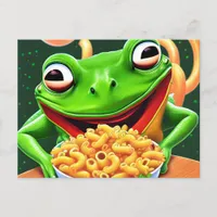 A funny frog with macaroni noodles  postcard