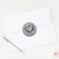 Winter Love - Heart in Snow Classic Round Sticker