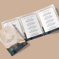 Script Watercolor Pink Black Gold Salon Brochure