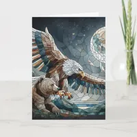 Brown Bear and an Eagle Full Moon | Happy Birthday Card