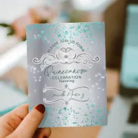Silver Teal Jeweled Tiara Quinceañera Postcard