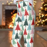 Multicolor Christmas Tree Pattern Holiday Leggings