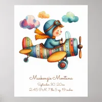 Whimsical Child Flying Plane Nursery  Poster