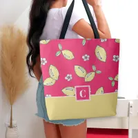 Fun Modern Summer Bold Lemon Hand Drawn Pattern  Tote Bag