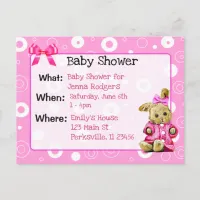 Pink Bunny Girl's Baby Shower Invitation