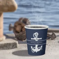 Blue Wave Anchor Wedding Wht/Navy ID836 Paper Cups