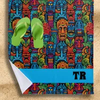 Colorful Tiki Vintage Hawaiian Beach Towel