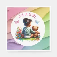 Baby Girl and her Teddy Bear | It's a Girl Napkins