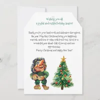 Cheeky Christmas Troll and Tree Delight  Holiday Card