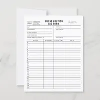 Customizable Logo Silent Auction Bid Form Template