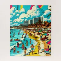 Beach with a Comic Book Pop Art Vibe Jigsaw Puzzle