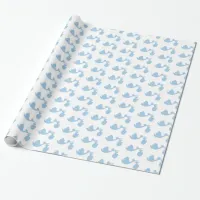 White and Blue Stork Baby Shower Gift Wrap