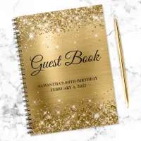 Glittery Gold Foil 80th Birthday Guestbook Notebook