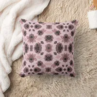 Elegant pink and black lace in vintage style  throw pillow