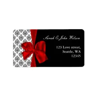 damask red wedding ,return address label